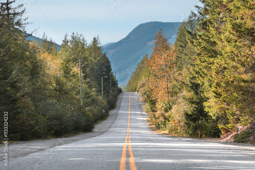 Chilliwack Lake Road during a fall season in Chilliwack, British Columbia, Canada