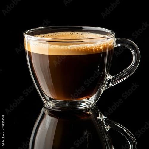 Coffee in glass cup, black. photo