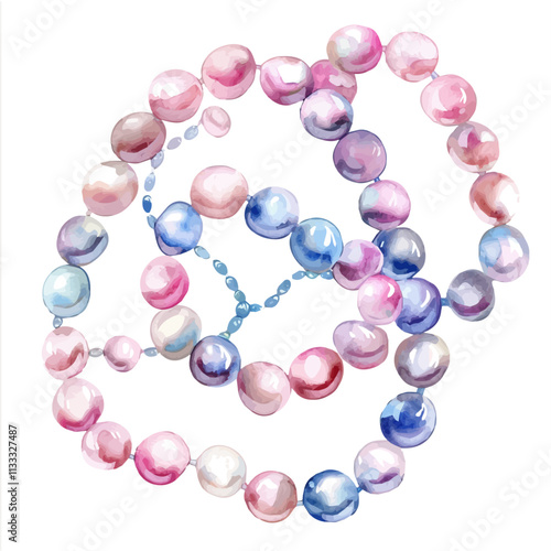 A watercolor drawing of a String of Pearls plant, isolated on a white background. String of Pearls vector.
