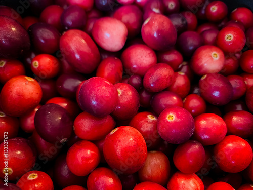 Close up photo of fresh cranberries background