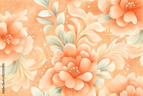 Peach Watercolor Floral Composition Soft Blossom Design,Floral Pattern,Watercolor Art Floral Design,Watercolor Painting