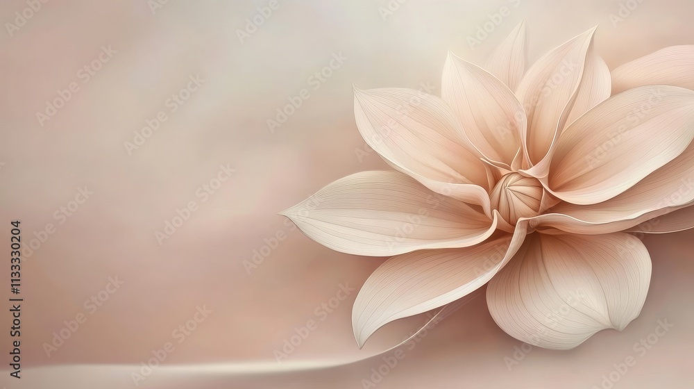 Naklejka premium Blush Flower Digital Art, Soft Pastel Hues, Floral Composition, Abstract Bloom Floral art, digital painting