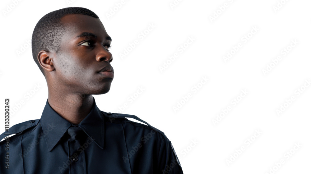 Obraz premium A police officer young african man on white background