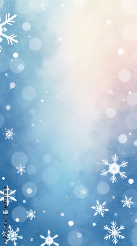 Frozen winter snow banner. Watercolor snowflakes pattern poster. Snowy wallpaper background Frozen winter snow banner. Watercolor snowflakes pattern poster. Snowy wallpaper background