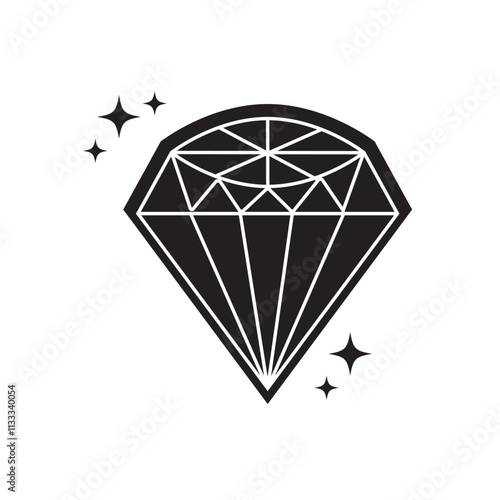 Diamond vector icon in outline style