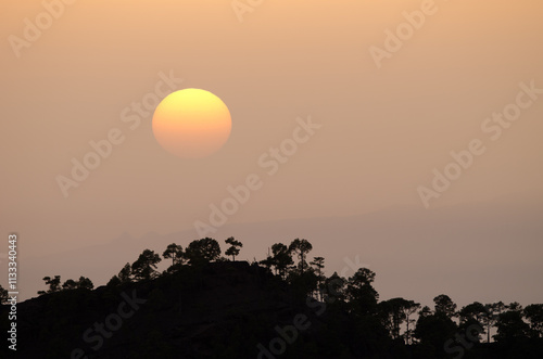 Sunset in the Integral Natural Reserve of Inagua. Gran Canaria. Canary Islands. Spain. photo