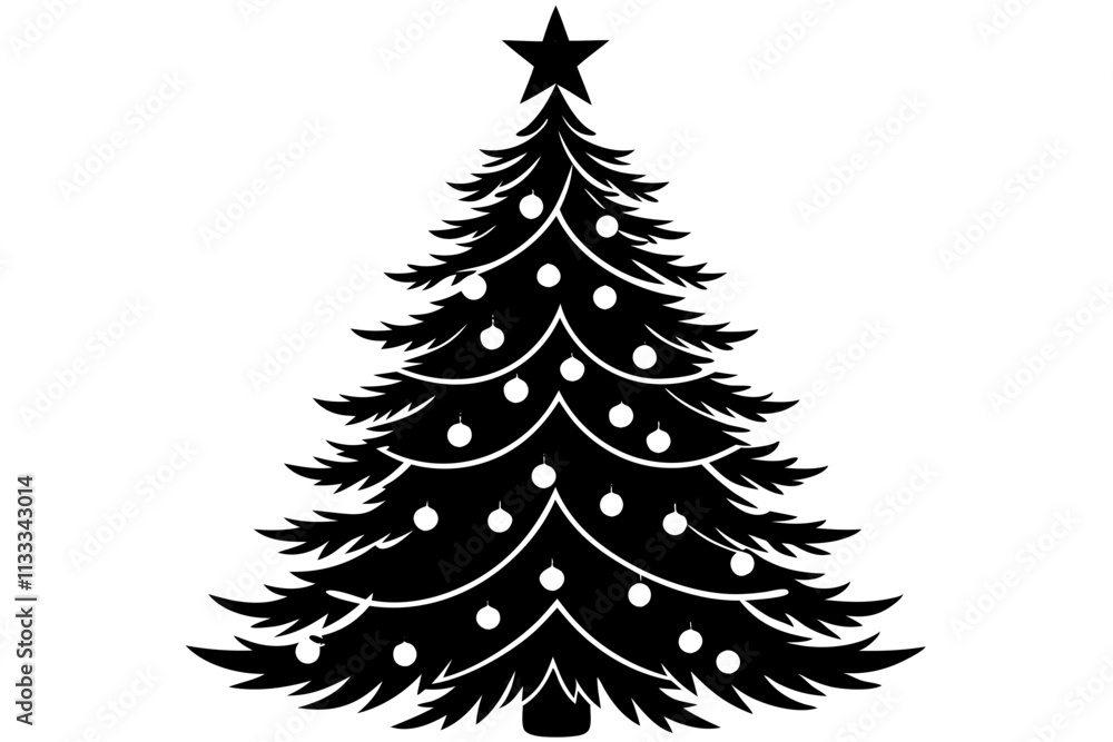 Obraz premium Elegant Christmas Tree Silhouette Vector Illustration for Holiday Designs