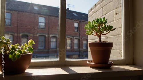 Sunny Window with Potted Plant