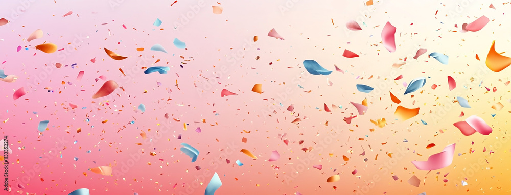 Obraz premium Colorful confetti scattered across a soft pastel background. festive background
