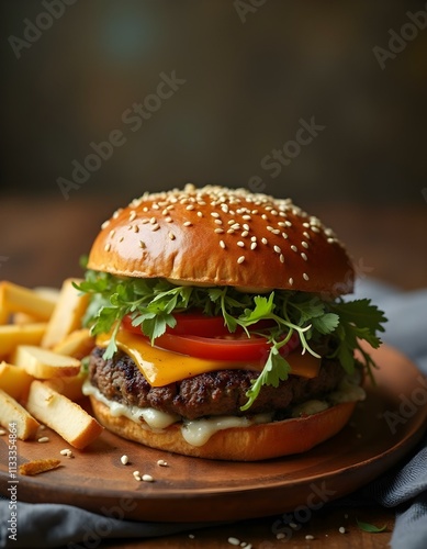 hamburger z frytkami