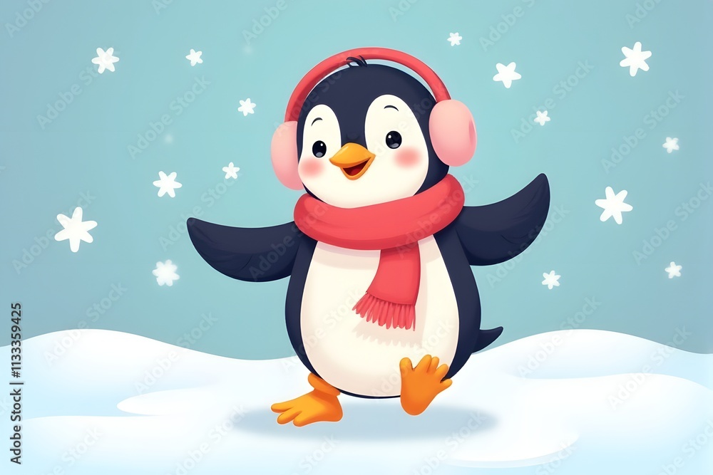 Fototapeta premium Penguin's Winter Dance Party