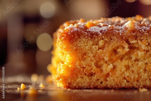 Delicious Orange Cake Slice Close Up photo