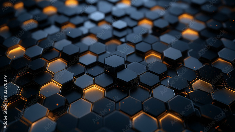 Obraz premium Hexagonal pattern graphic texture with glowing edges and modern design elements for digital backgrounds and wallpapers
