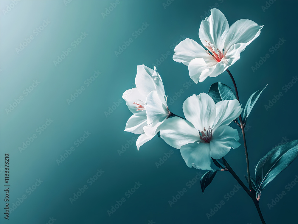 Obraz premium white flower on blue background