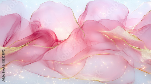 Flowing silk fabric background with elegant pink texture and shimmering elements