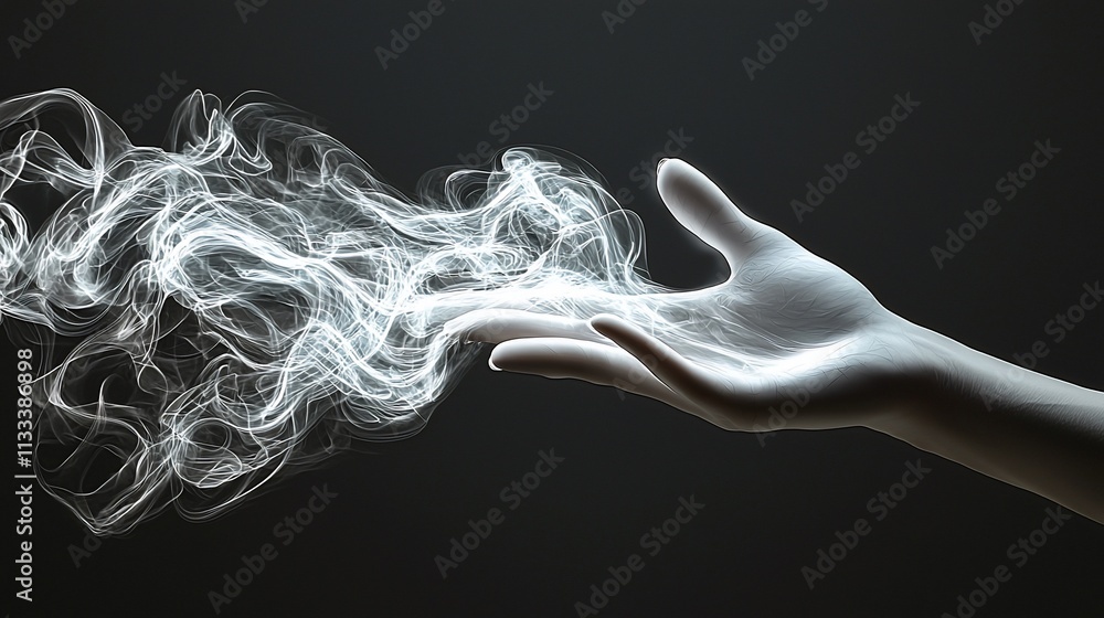 Glowing smoke emanating from a hand. Glowing smoke emanating from a hand.