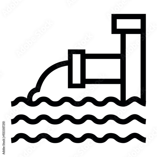 Drainage water system line black icon. Vector isolated button.