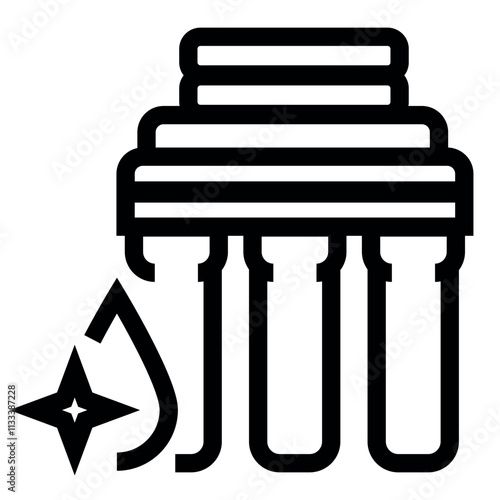 Reverse osmosis  line black icon. Vector isolated button.