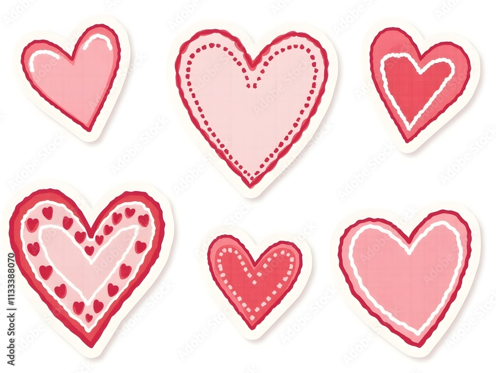 Set of Hand Drawn Valentine Heart Sticker