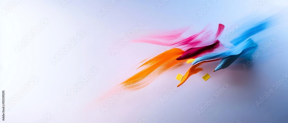 Obraz premium Abstract colorful brush strokes creating a dynamic visual effect.