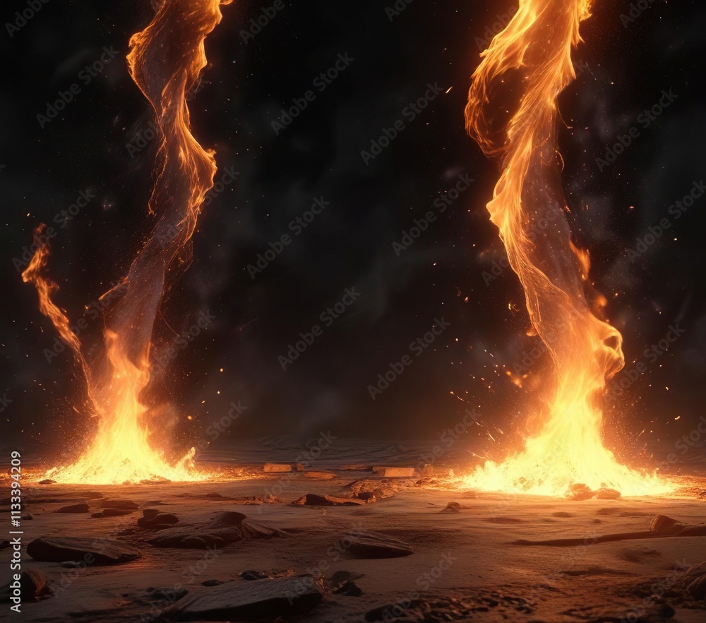 Fototapeta premium Flickering embers dance across the dark canvas, mystique, intimacy, fire