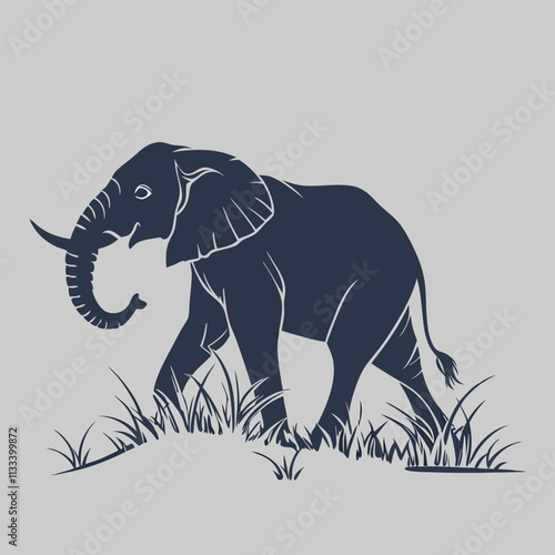 Elephant silhouette vector design art and illustration