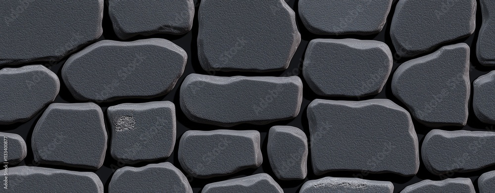 Fototapeta premium Dark Gray Cobblestone Stone Wall Texture Background