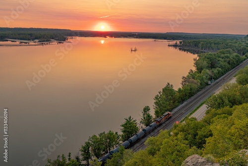 sunset over the Mississippi river