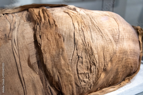 Detail Of The Fabric That Wraps Old Egyptian Mummy