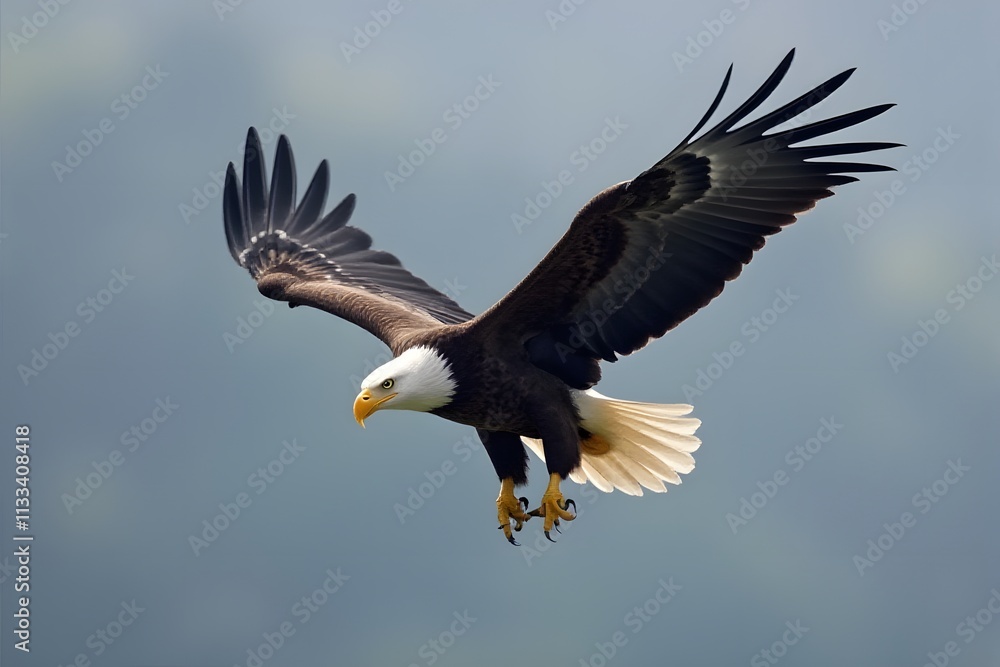Fototapeta premium Bald Eagle in Flight at Winter Bird Festival