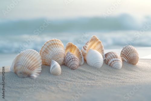 Seashells on Sandy Shoreline photo