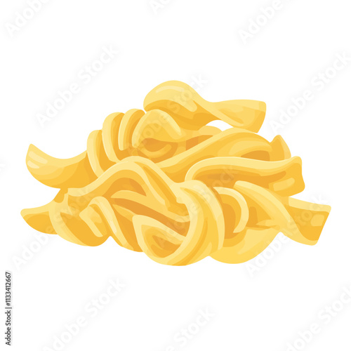 Minimalist flat illustration of pasta, featuring a clean design isolated on a white background.