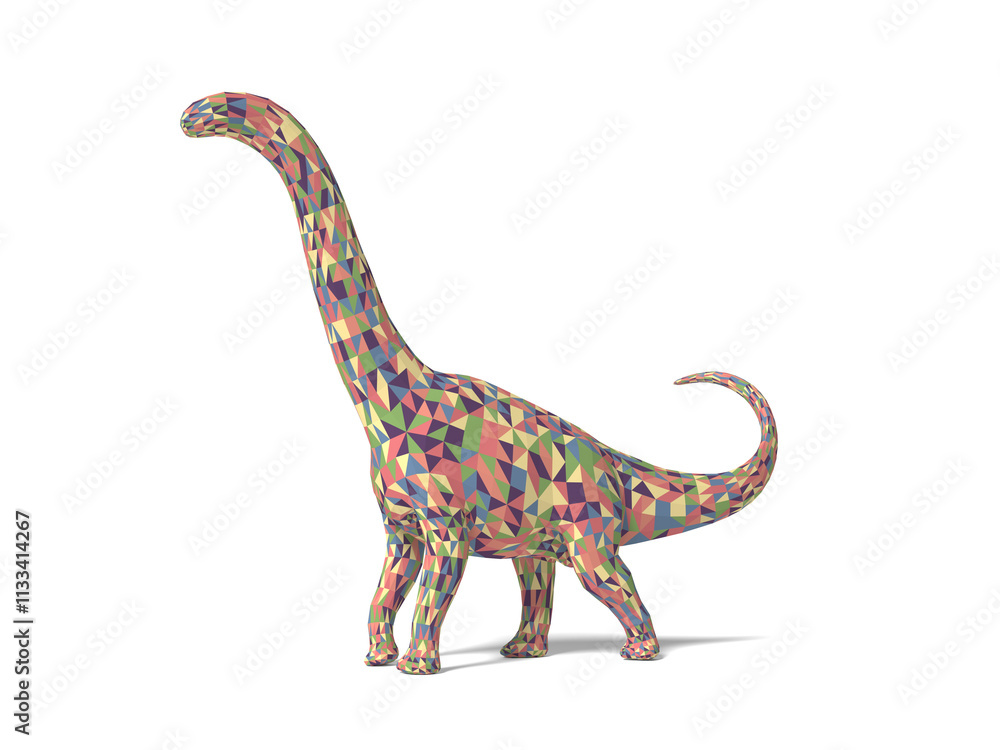 Fototapeta premium color poly Dinosaur standing on a white background,