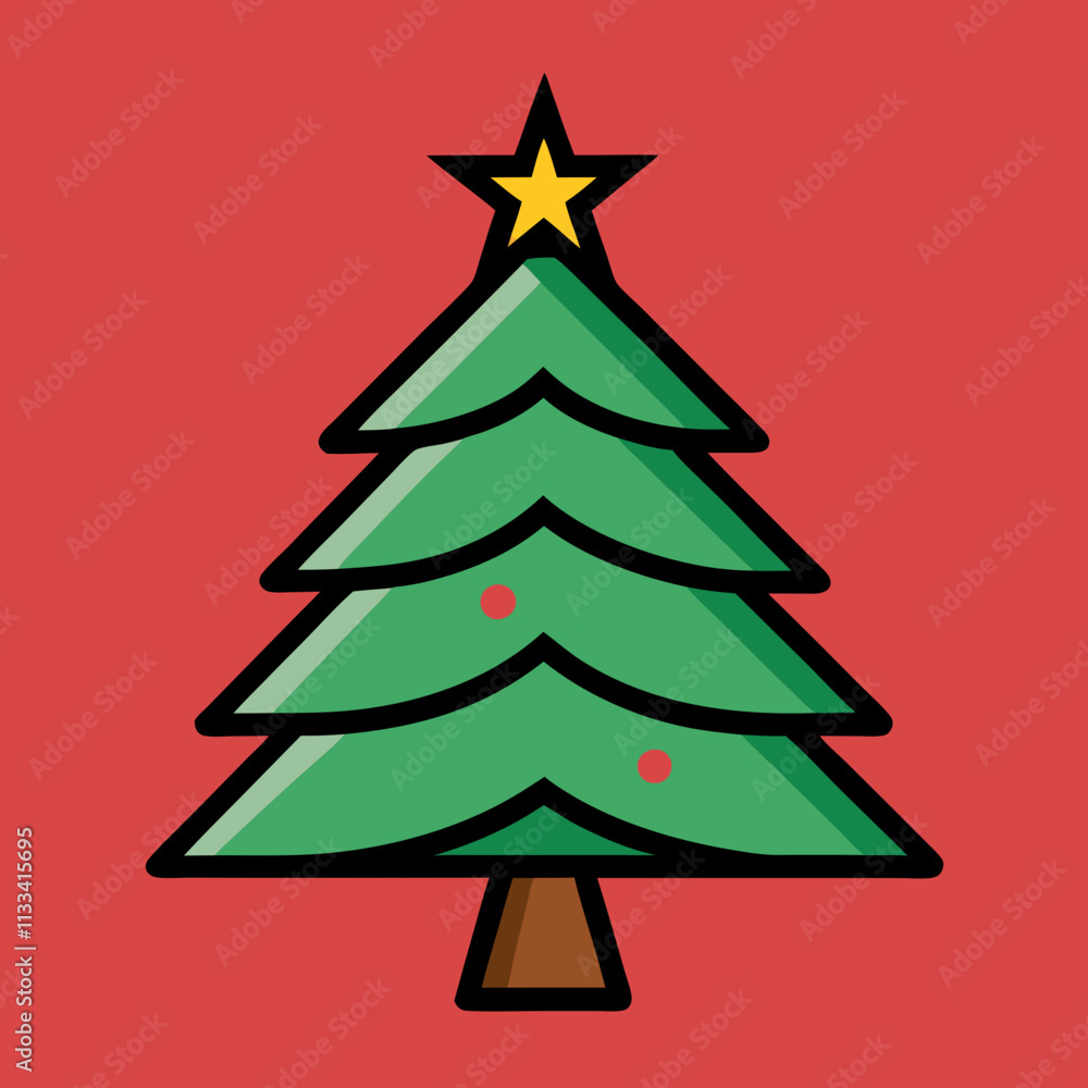 Fototapeta premium A abstract Christmas tree color vector illustration
