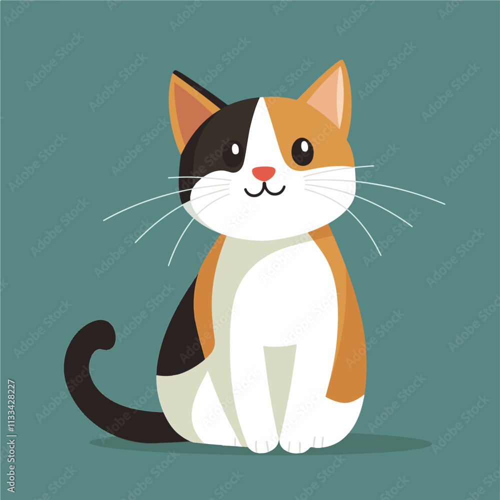 Obraz premium Vector design and illustration of a cute, orange and black cat
