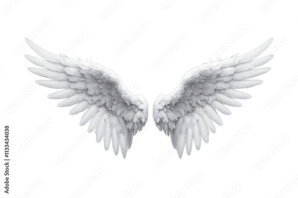 Obraz premium Pair of Elegant White Angel Wings on Transparent Background