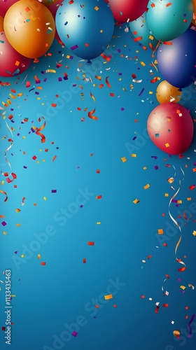 Colorful balloons and confetti create a festive atmosphere for a celebration