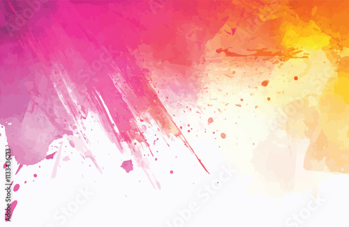 Vibrant Abstract Watercolor Texture with Pink and Orange Splashes