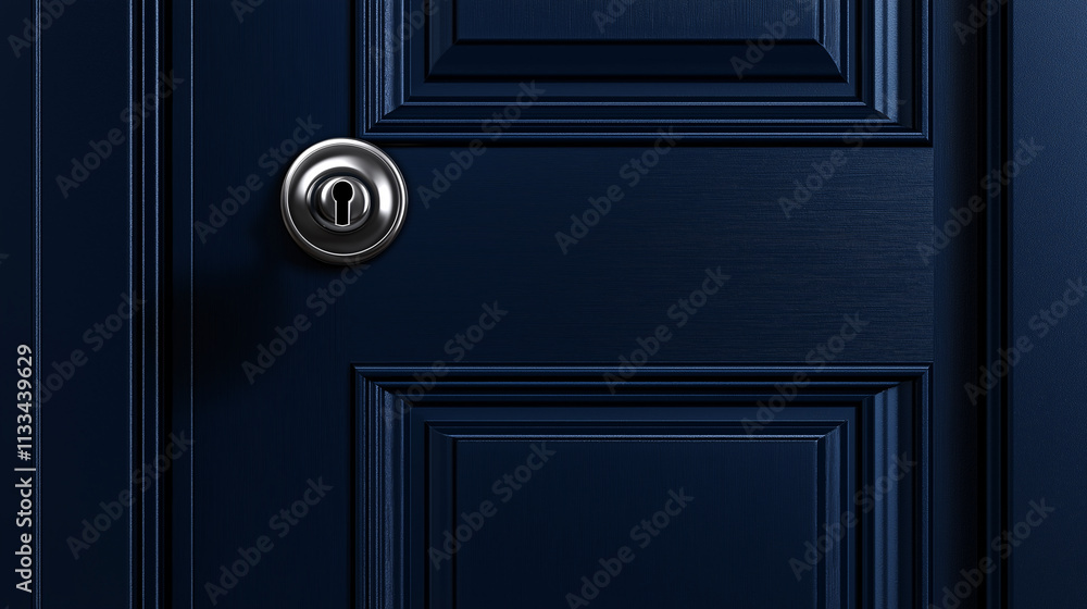 Fototapeta premium A blue door with a silver knob