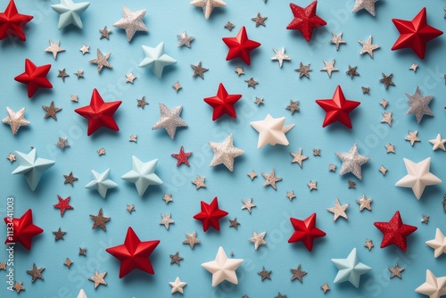 Colorful stars and confetti decorations create a festive atmosphere for celeb...