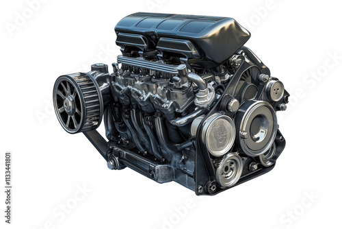 Durable Van Engine Block with Isolated Background with isolated on transparent background