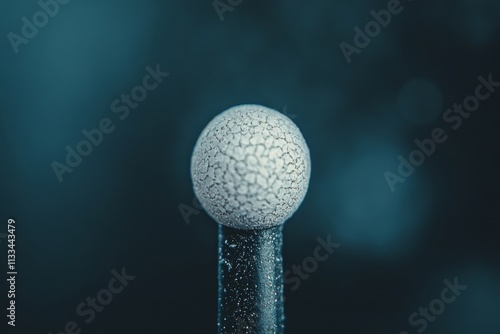 Unique spherical object with a textured surface illuminated by soft light