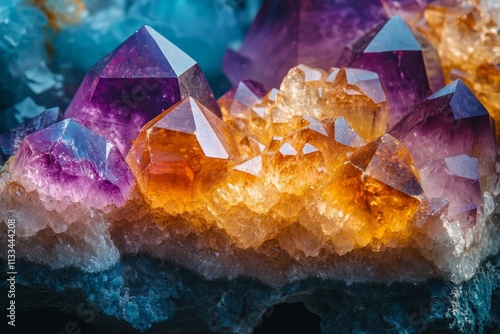Colorful natural crystals arranged in a stunning display of geological beauty