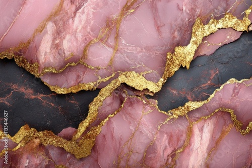 Textured pink stone with gold veining showcases natural elegance and beauty i...