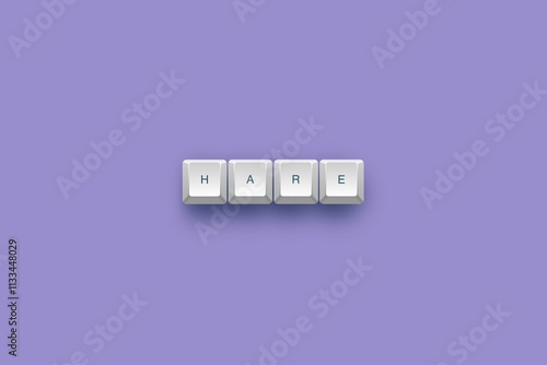 3D keyboard button with 'Hare' text and shadow effect in concept series 196 photo