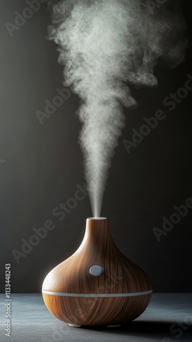 Elegant essential oil diffuser releasing soothing mist in a calm setting