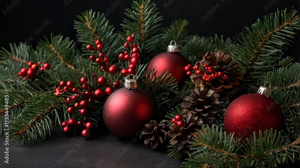 Glittering Christmas tree ornaments hang gracefully on a beautifully decorated tree, capturing the festive holiday spirit. Glittering Christmas tree ornaments hang gracefully on a beautifully decorated tree, capturing the festive holiday spirit.