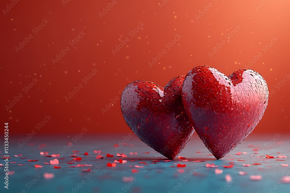Obraz premium Two Hearts Resting on a Table