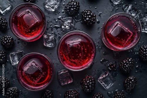 Refreshing blackberry cocktail served over ice in stylish glasses with berries