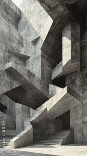 Unique architectural design featuring complex concrete structures in a modern...
